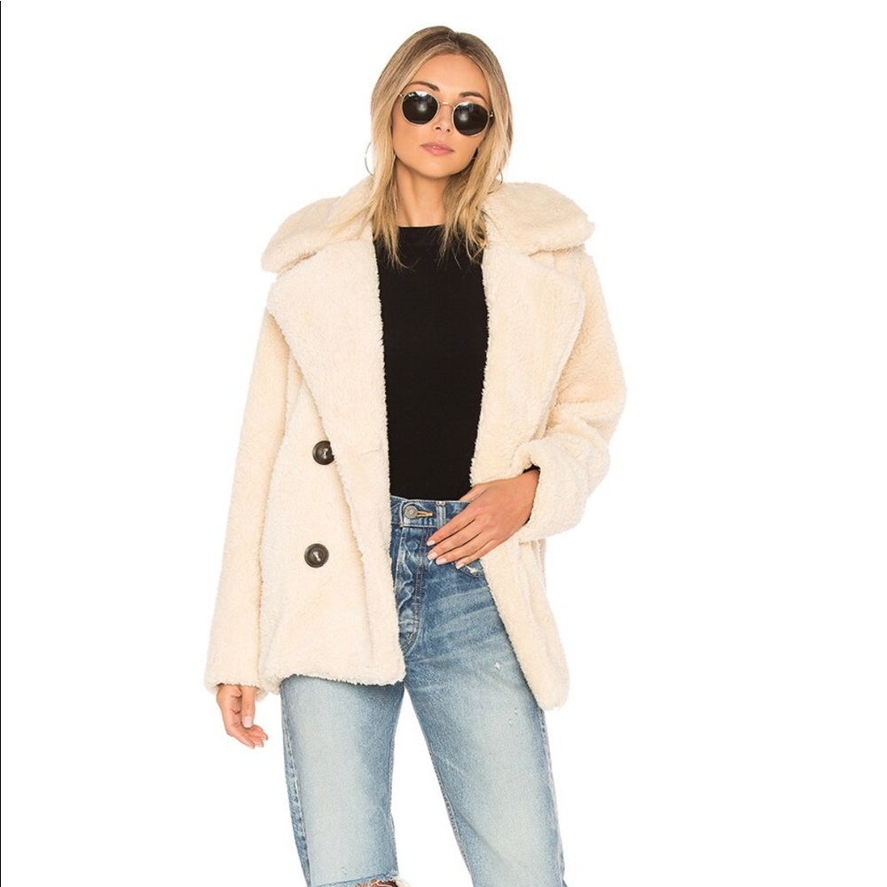 Free People Teddy Peacoat Cream Sz Small